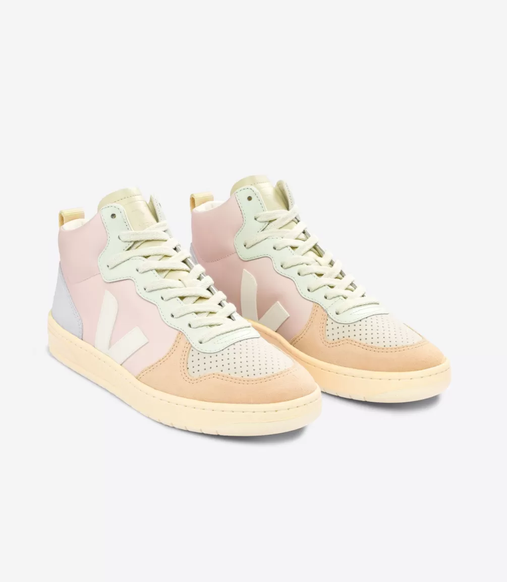 Women VEJA V-15<V-15 LEATHER PETALE WHITE MULTICO