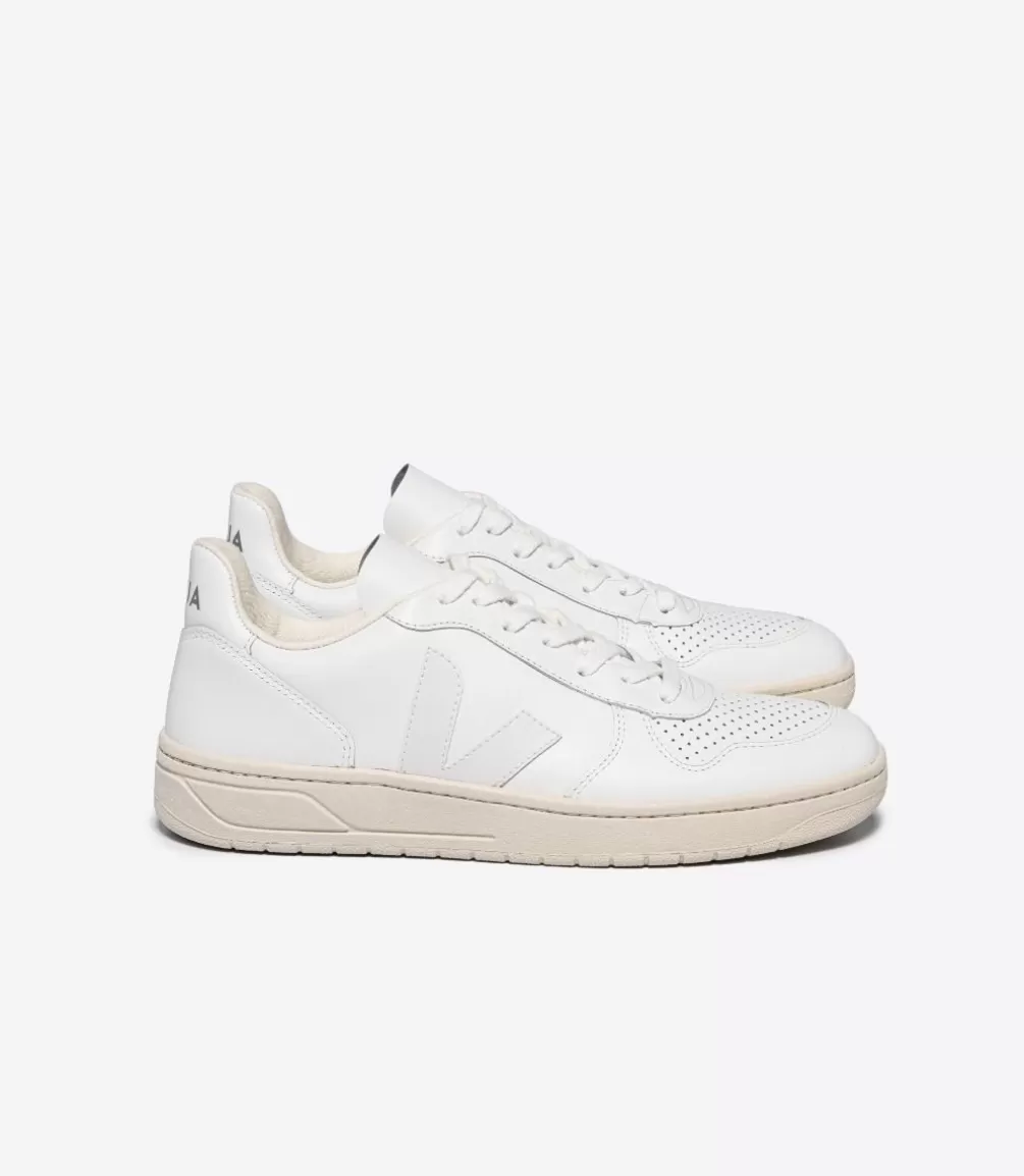 VEJA Adults<V-10 LEATHER WHITE