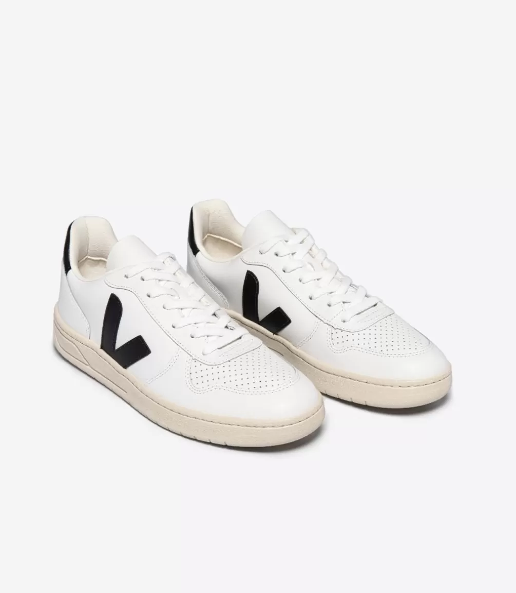 VEJA V-10<V-10 LEATHER WHITE BLACK