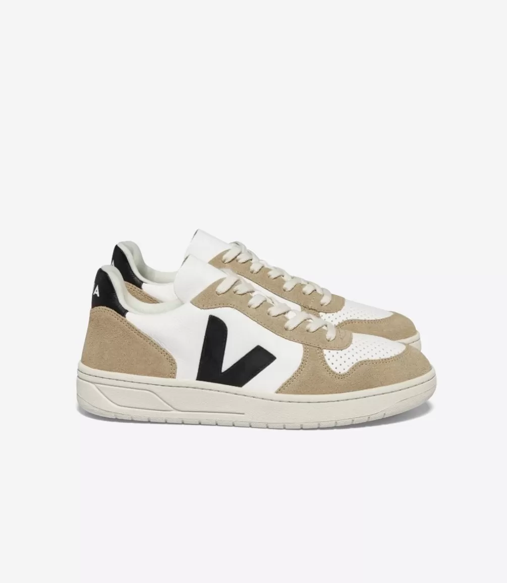 Women VEJA V-10 | V-10<V-10 LEATHER WHITE BLACK SAHARA