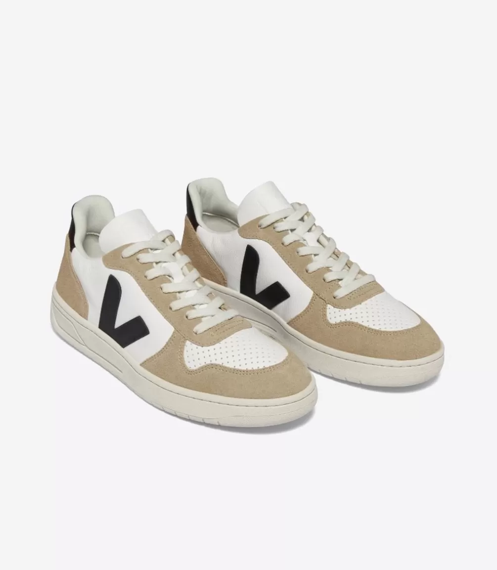 Women VEJA V-10 | V-10<V-10 LEATHER WHITE BLACK SAHARA