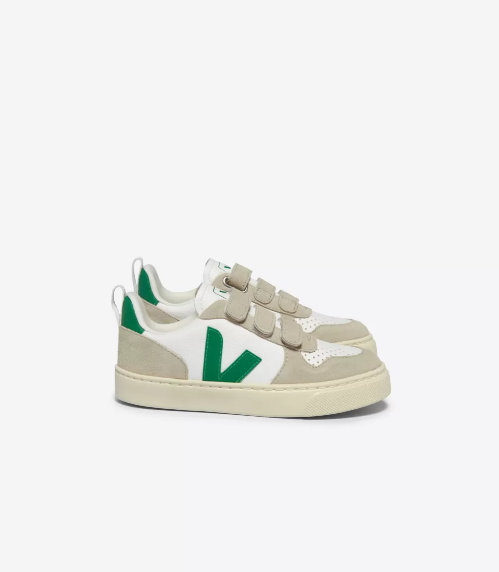 Kids VEJA V-10<V-10 LEATHER WHITE EMERAUDE