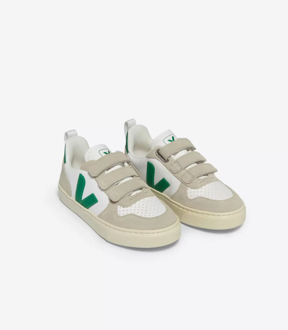 Kids VEJA V-10<V-10 LEATHER WHITE EMERAUDE