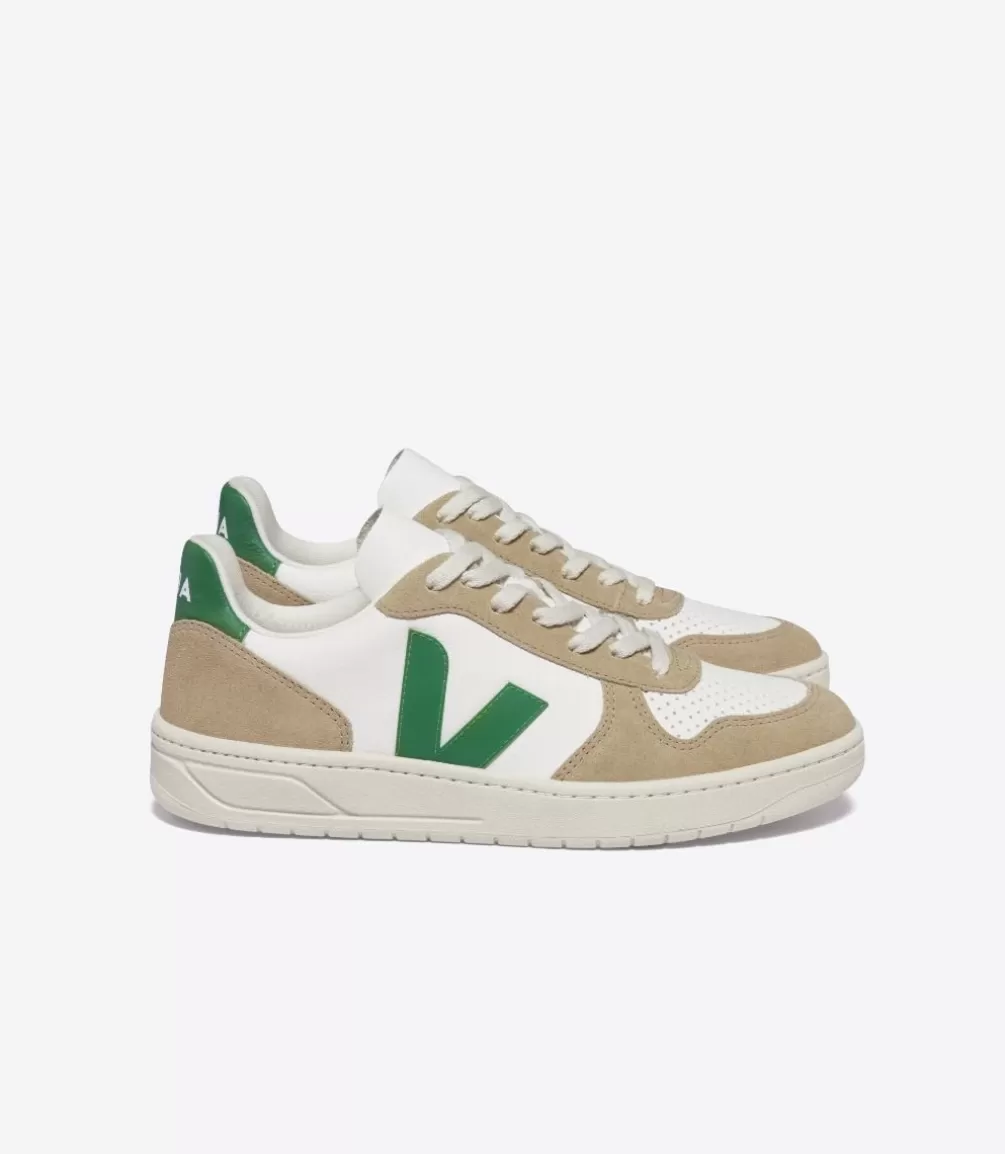 Women VEJA V-10 | V-10<V-10 LEATHER WHITE EMERAUDE SAHARA