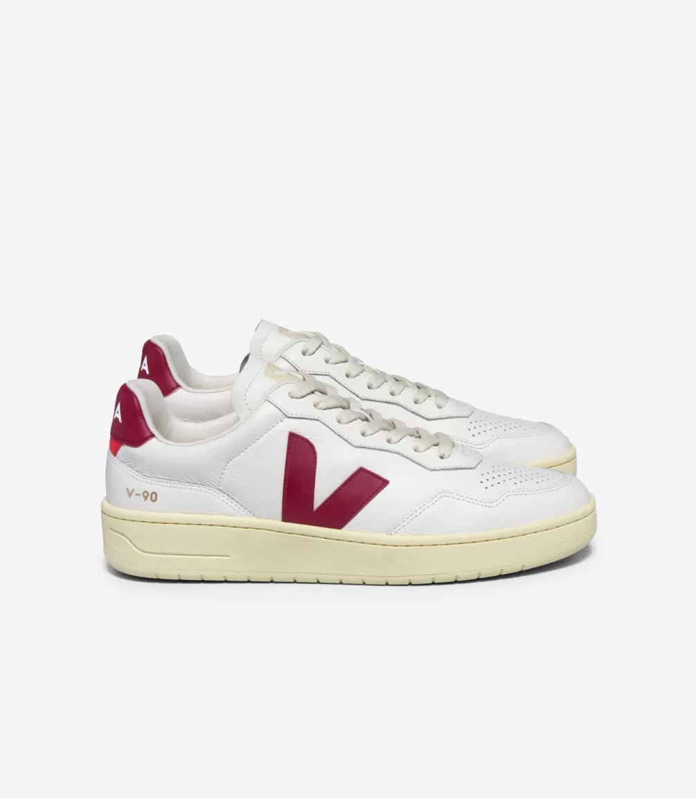 Women VEJA V-90 | V-90<V-90 LEATHER WHITE MARSALA