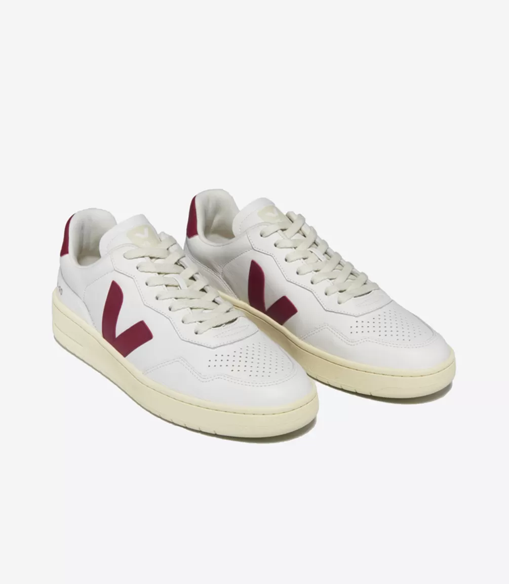 Women VEJA V-90 | V-90<V-90 LEATHER WHITE MARSALA