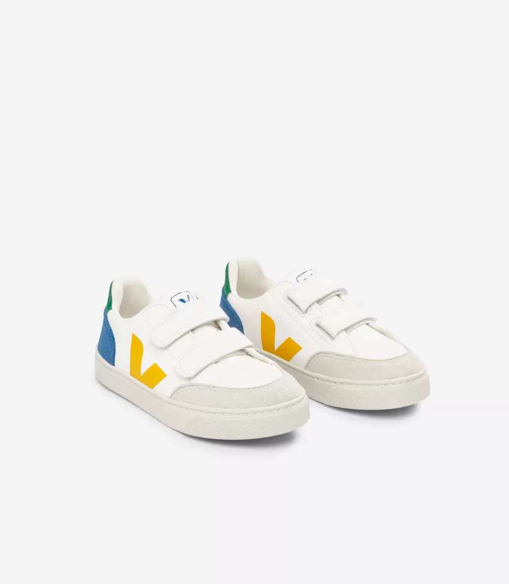 Kids VEJA V-12<V-12 LEATHER WHITE MULTICO INDIGO