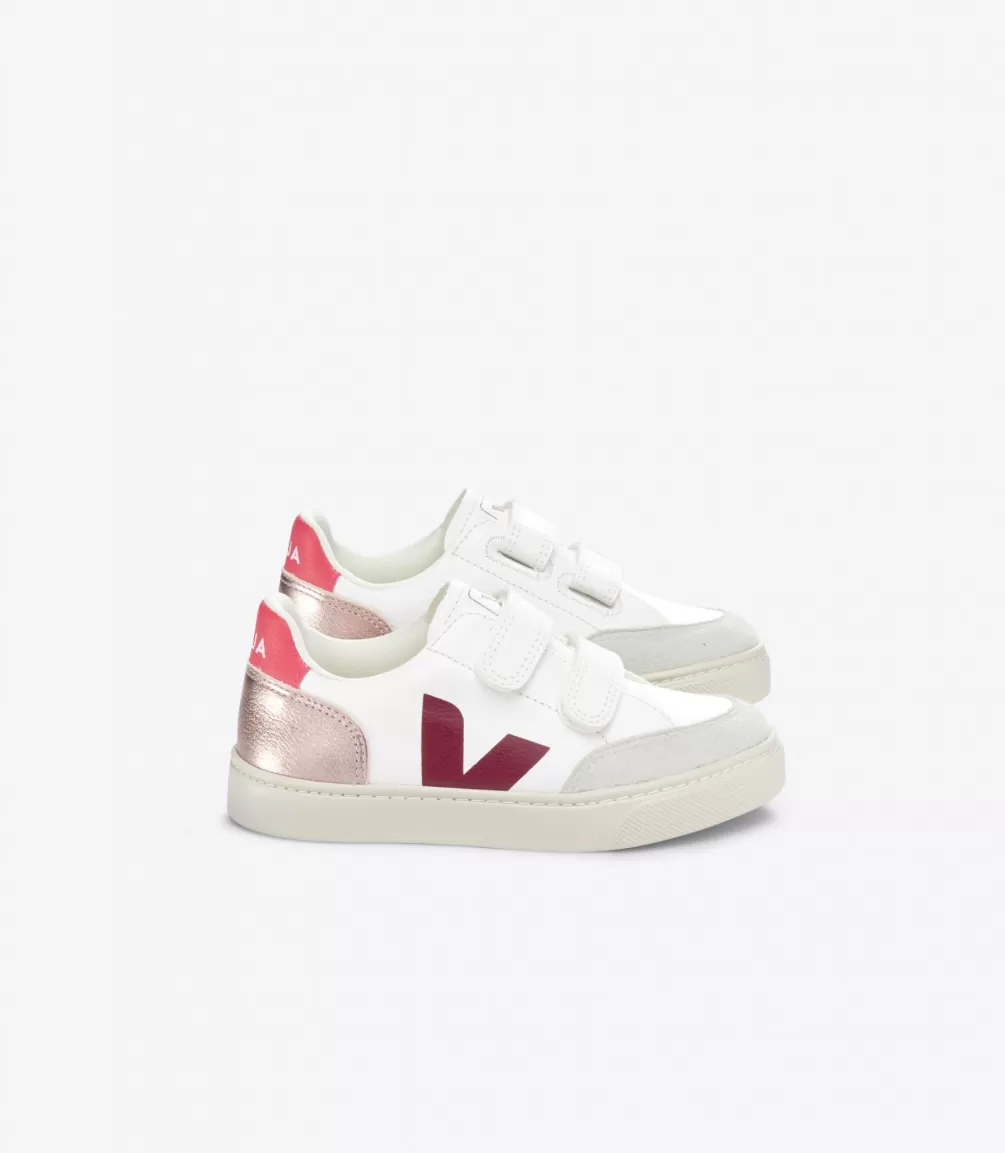 Kids VEJA V-12<V-12 LEATHER WHITE MULTICO NACRE