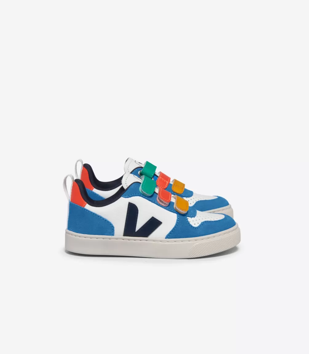 Kids VEJA V-10<V-10 LEATHER WHITE MULTICO NAUTICO