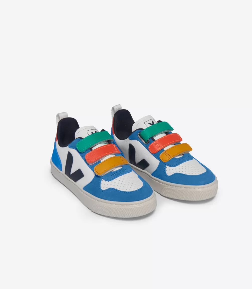 Kids VEJA V-10<V-10 LEATHER WHITE MULTICO NAUTICO