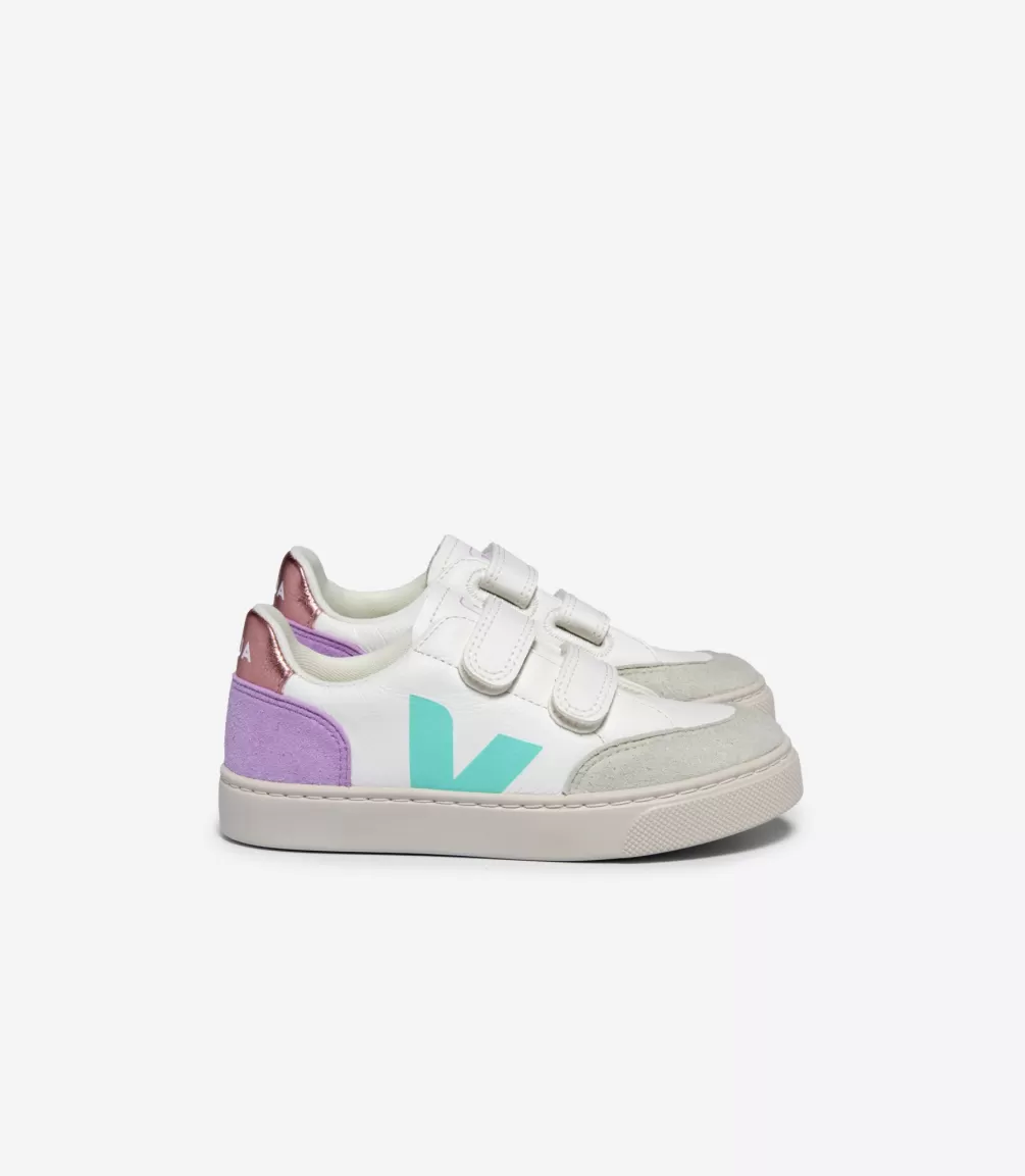 Kids VEJA V-12<V-12 LEATHER WHITE MULTICO ORCHID