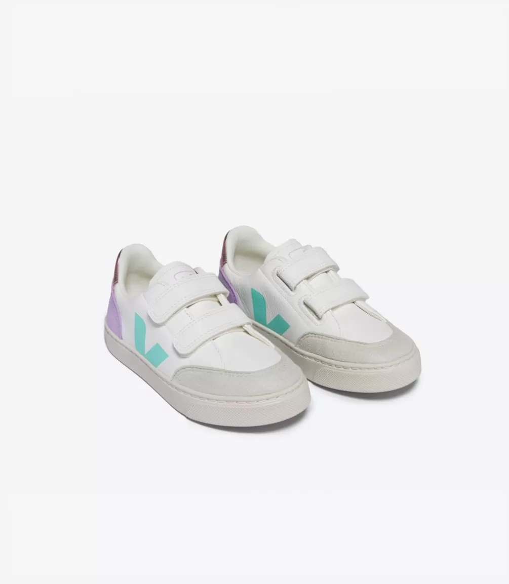 Kids VEJA V-12<V-12 LEATHER WHITE MULTICO ORCHID