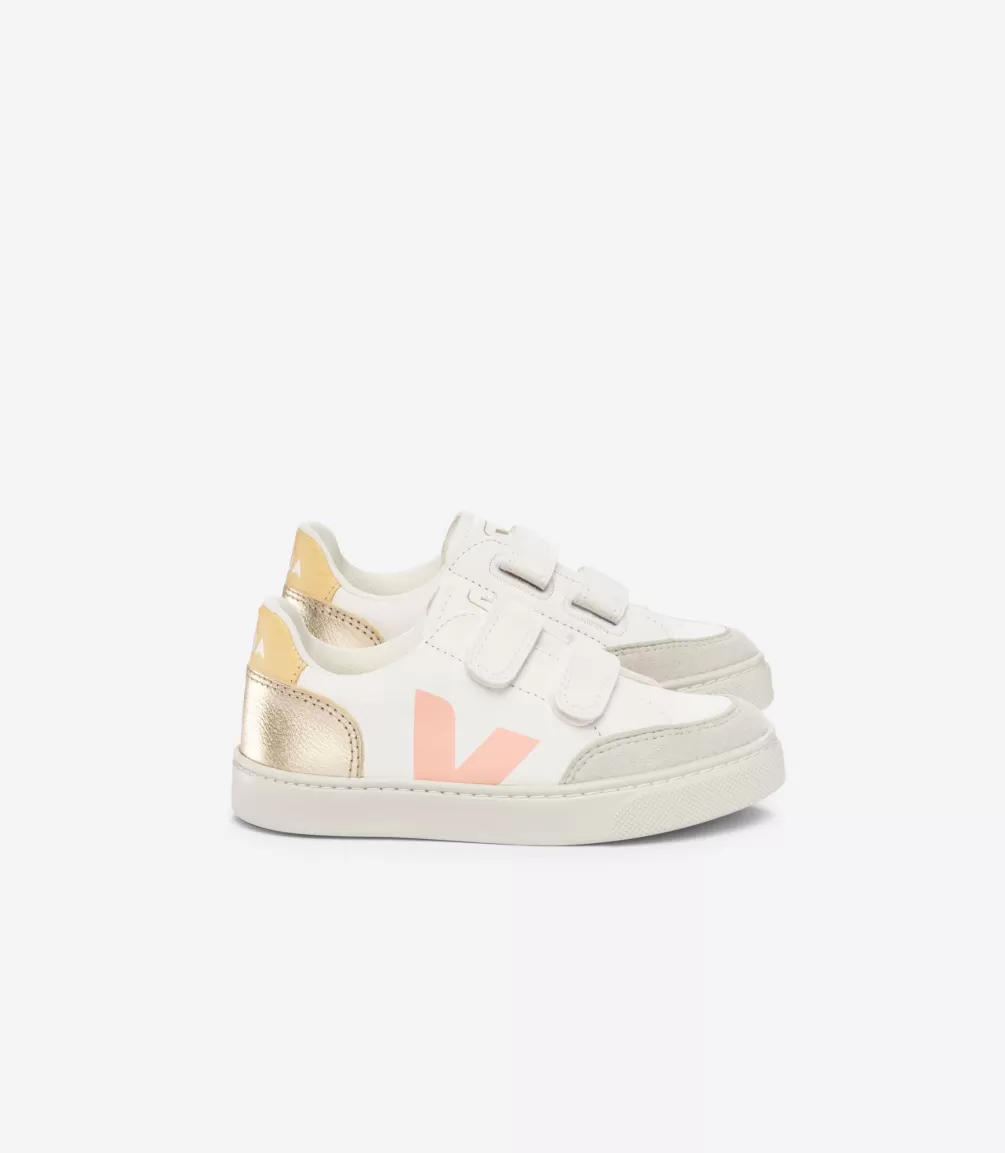 Kids VEJA V-12<V-12 LEATHER WHITE MULTICO PLATINE