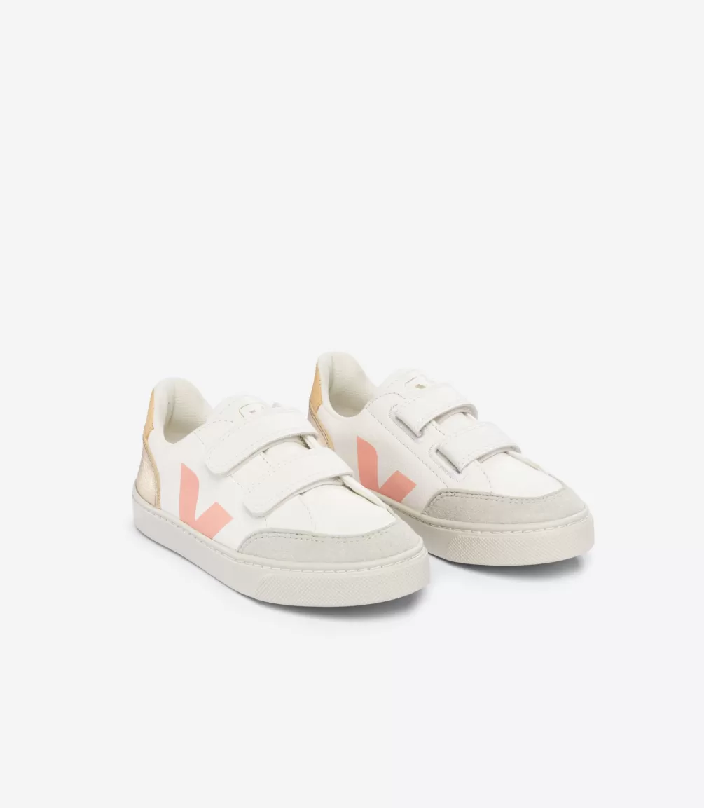 Kids VEJA V-12<V-12 LEATHER WHITE MULTICO PLATINE