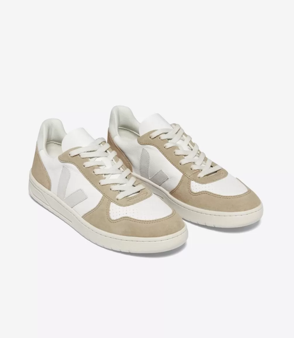 Women VEJA V-10 | V-10<V-10 LEATHER WHITE NATURAL SAHARA