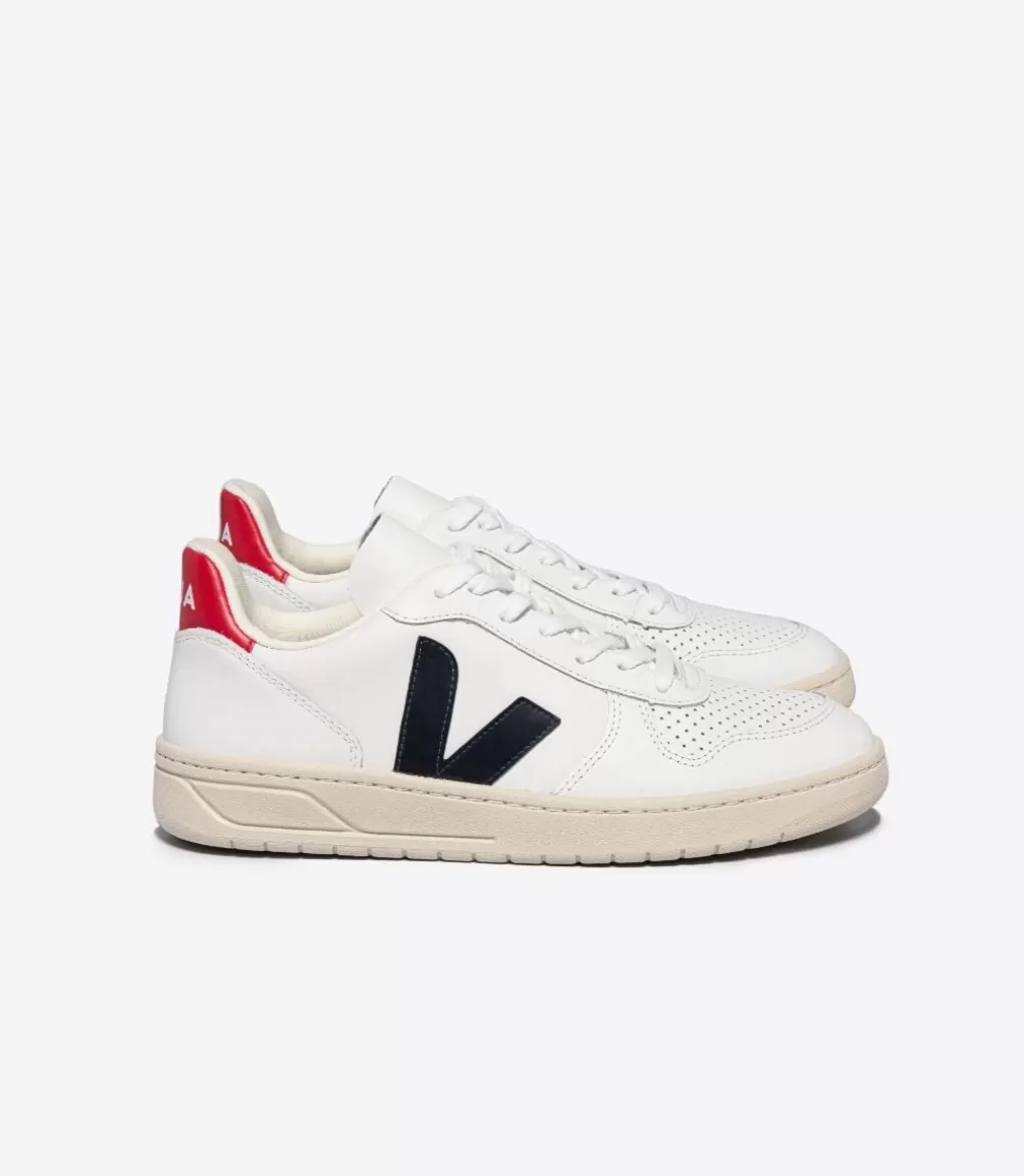 VEJA Adults<V-10 LEATHER WHITE NAUTICO PEKIN