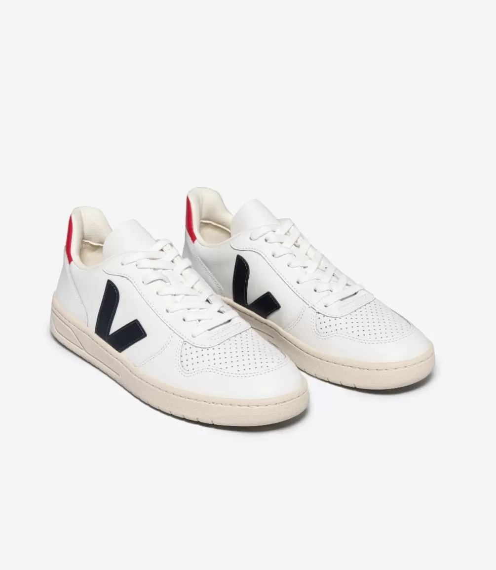 VEJA Adults<V-10 LEATHER WHITE NAUTICO PEKIN