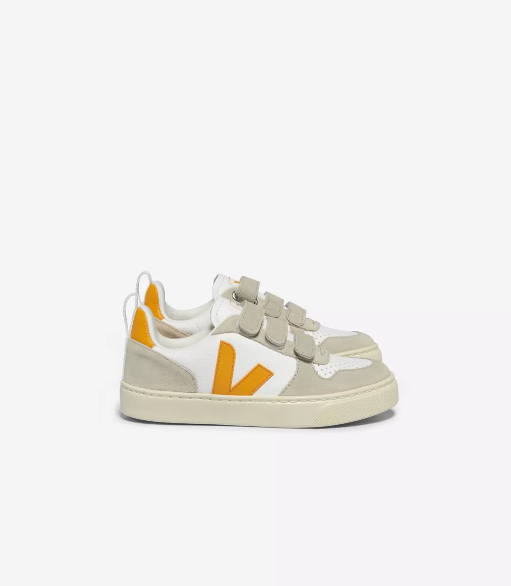 Kids VEJA V-10<V-10 LEATHER WHITE OURO