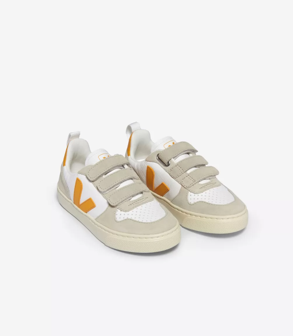 Kids VEJA V-10<V-10 LEATHER WHITE OURO