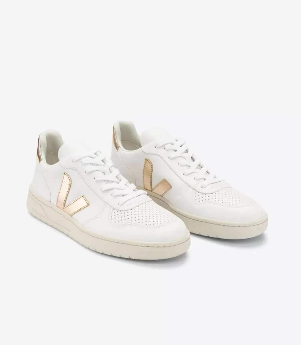 Women VEJA V-10<V-10 LEATHER WHITE PLATINE