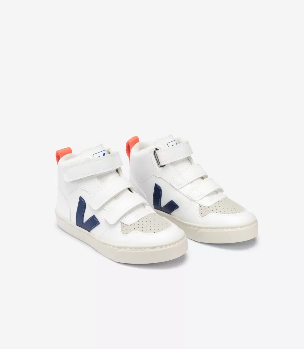 Kids VEJA Kids | Vegan<V-10 MID CWL WHITE COBALT ORANGE FLUO