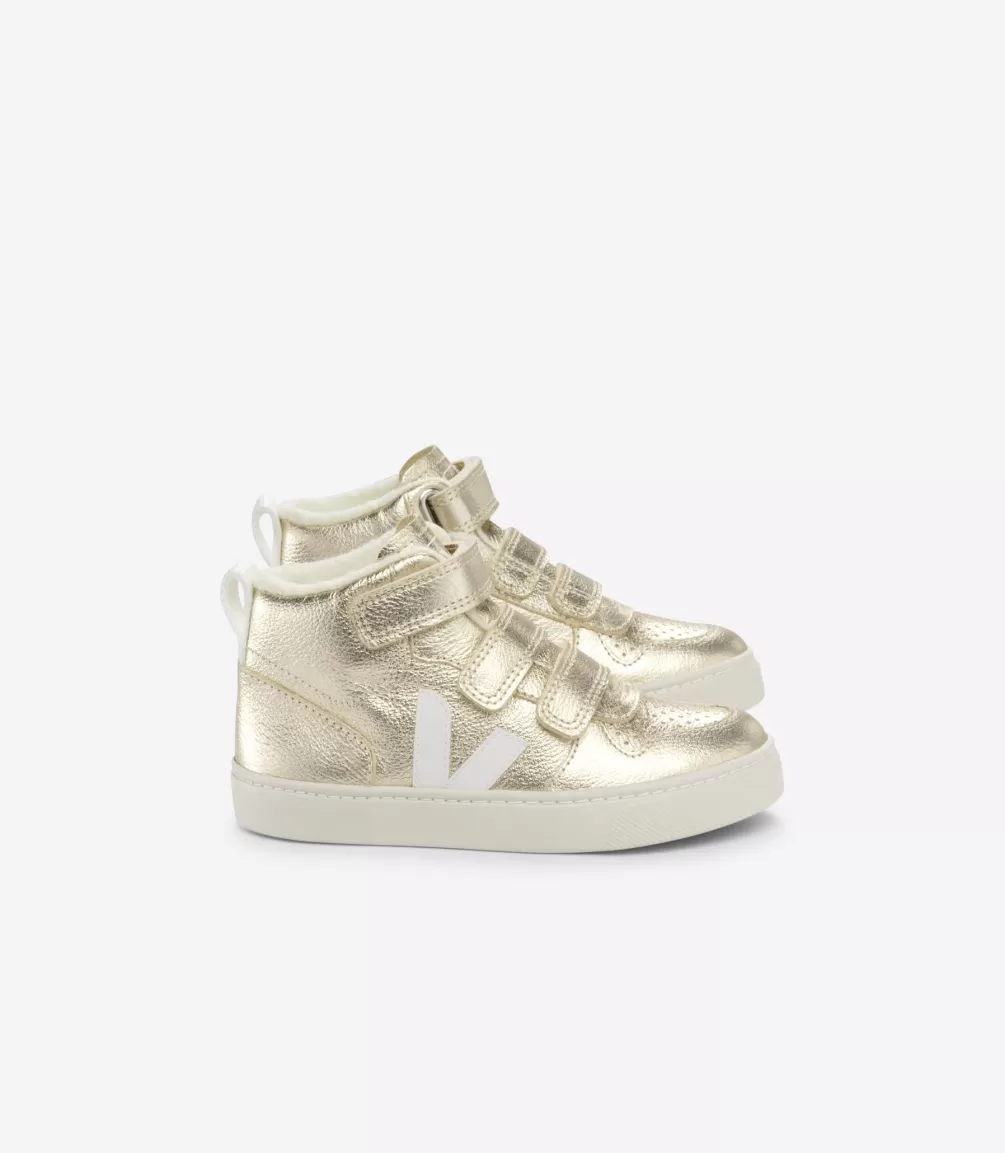 Kids VEJA Mid | V-10 Mid<V-10 MID FURED LEATHER PLATINE