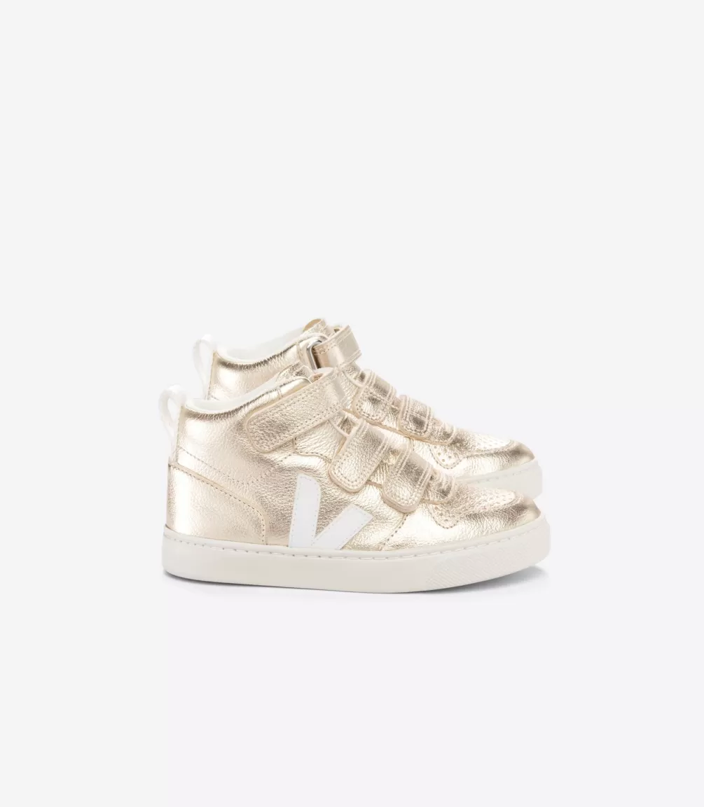 Kids VEJA Mid | V-10 Mid<V-10 MID LEATHER PLATINE WHITE