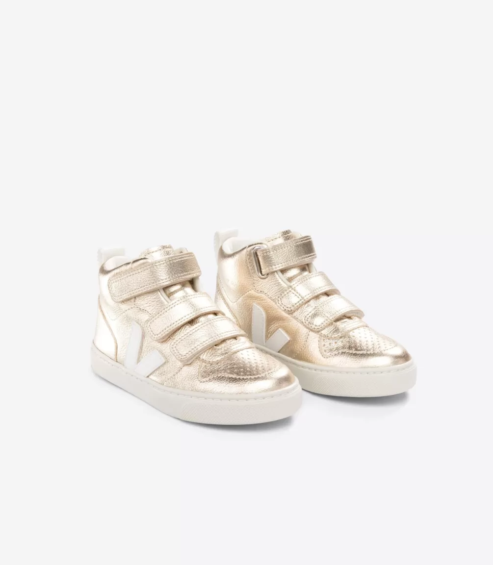 Kids VEJA Mid | V-10 Mid<V-10 MID LEATHER PLATINE WHITE