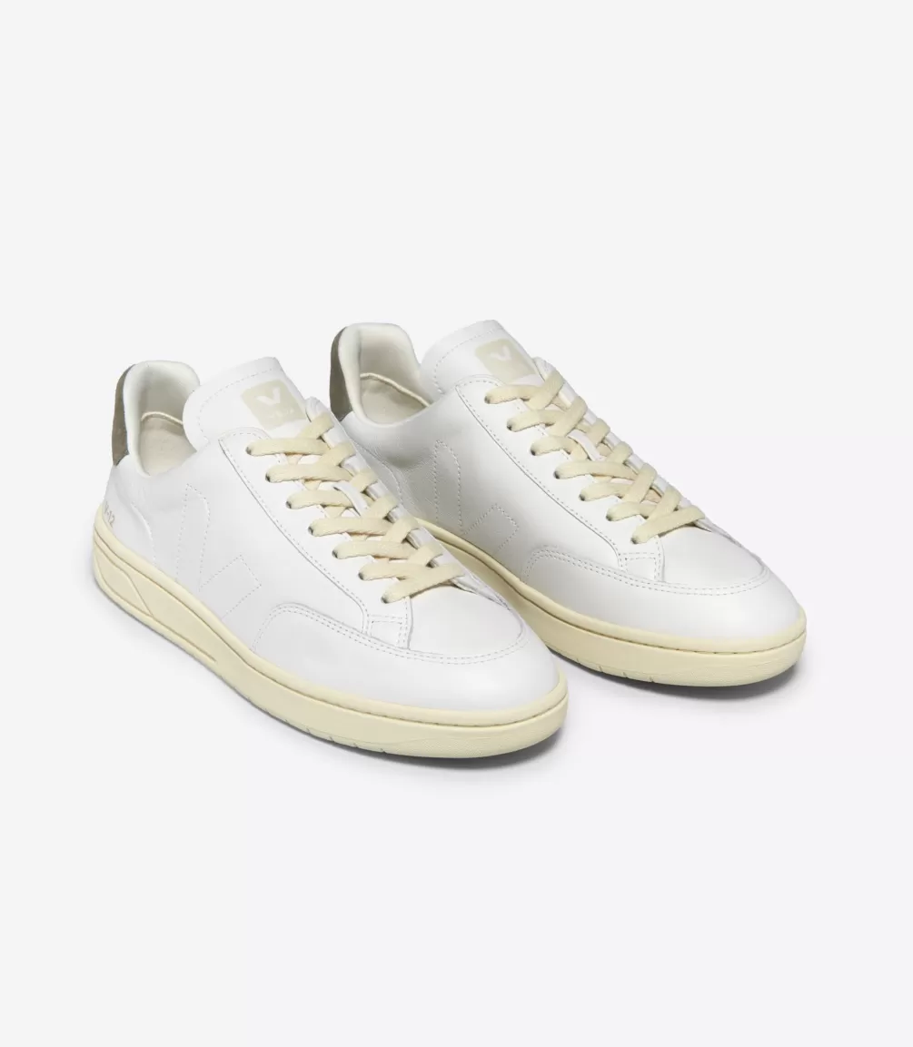 Women VEJA V-12 | V-12<V-12 STITCH LEATHER WHITE KAKI